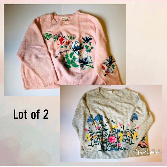 Lot of 2 H&M floral oversized Spring fluff sweater - Picture 1 of 6